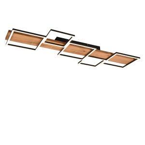 Lampe plafond en bois marronne, Justian, 42W, 3000K LED, gradable en 3 étapes