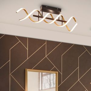 Plafonnier design laiton, Sylvian, 41W, blanc chaud à froid réglable LED, gradable en 3 étapes