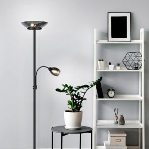 Lampadaire moderne noir, Larry, avec interrupteur