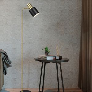 Lampadaire en métal noir, Zoja, avec interrupteur