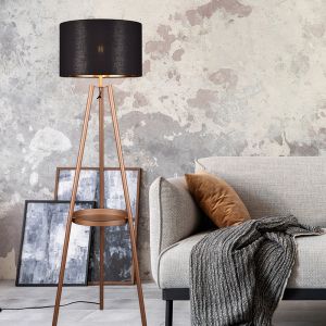 Lampadaire trépied moderne marron, Wendel, avec interrupteur