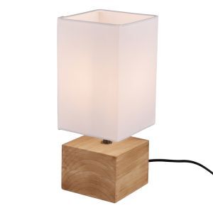 Lampe de table en bois marronne, Job, avec interrupteur