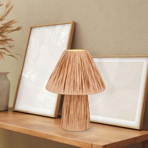 Lampe de table en papier marronne, Nurten, avec interrupteur