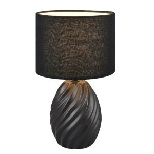 Lampe de table rétro noire, Roeland, avec interrupteur