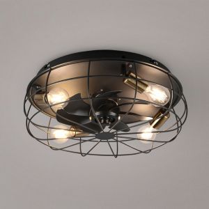 Ventilateur de plafond moderne noir, Roberto, avec télécommande