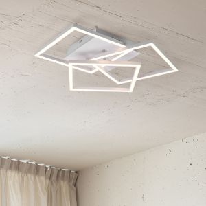 Lampe plafond moderne blanche, Bibiana, 28W, blanc chaud à froid réglable LED, avec télécommande