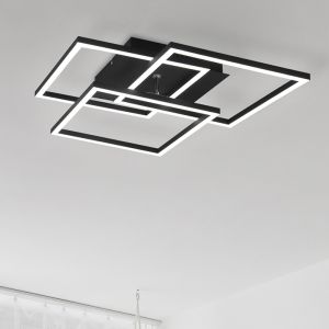 Lampe plafond moderne noire, Bibiana, 28W, blanc chaud à froid réglable LED, avec télécommande