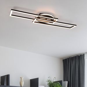 Lampe plafond moderne noire, Jadon, 30W, blanc chaud à froid réglable LED