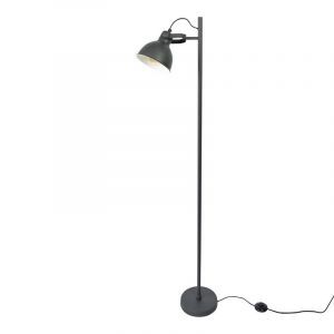 Lampadaire noir industriel, Belga, avec interrupteur