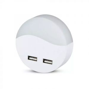 Veilleuse de nuit à prise blanche en plastique, Kyrill, 0,5W, 3000K LED