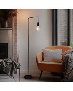 Lampadaire noir moderne, Carlos, avec interrupteur