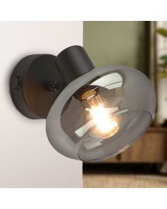 Spot mural noir design, Skip, avec interrupteur