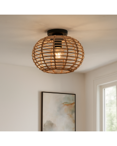 Plafonnier en rotin marron, Roza