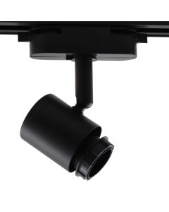 Spot de système de rail monophasé noir en plastique,