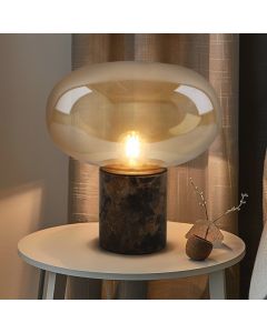 Lampe de table en marbre ambre, Alan, avec interrupteur
