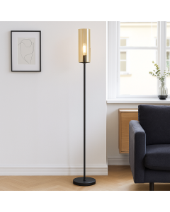 Lampadaire ambre moderne, Gaya, avec interrupteur