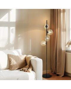 Lampadaire ambre design, Remo, avec interrupteur