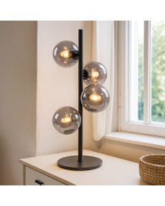 Lampe de table grise design, Remo, avec interrupteur