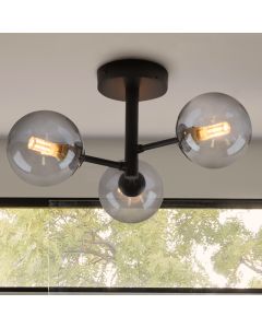 Plafonnier salle de bain noir moderne, Amer, IP44