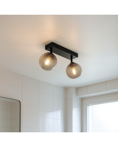 Plafonnier salle de bain noir moderne, Amer, IP44