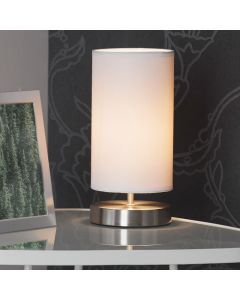 Lampe de table blanche en tissu, Merinde, avec interrupteur