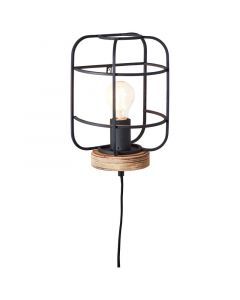 Applique murale en bois noire, Taede, avec interrupteur