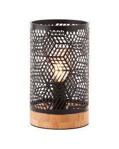 Lampe de table en bois noire, Sherona, avec interrupteur
