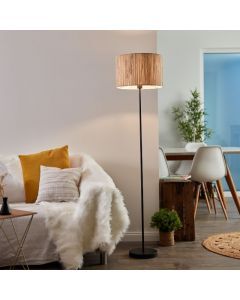 Lampadaire beige rustique, Wenda, avec interrupteur