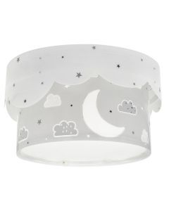 Plafonnier pour enfants en plastique gris, Moon