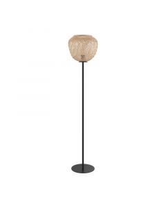 Lampadaire en bois noir, Nicole, avec interrupteur