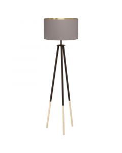 Lampadaire trépied en bois marron, Anish, avec interrupteur