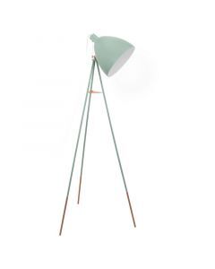 Lampadaire trépied vert en métal, Jezebel, avec interrupteur à tirette