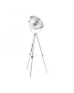 Lampadaire trépied blanc en acier, Nickolas, avec interrupteur
