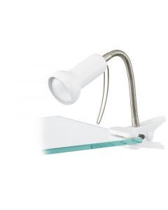 Spot à pince blanc en plastique, Okko, avec interrupteur