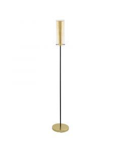 Lampadaire doré en acier, Barceno, avec interrupteur