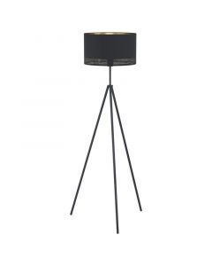 Lampadaire trépied noir en acier, Niko, avec interrupteur