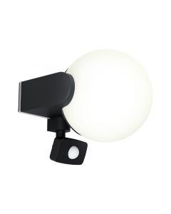 Applique extérieur avec détecteur de mouvement noire en aluminium, Lydia, IP44