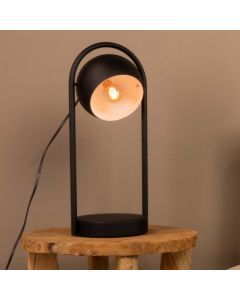 Lampe de table noire en aluminium, Jasin, avec interrupteur
