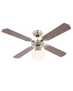 Ventilateur de plafond marron en acier inoxydable, Henza, avec interrupteur à tirette