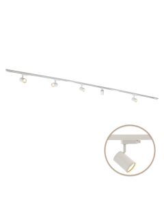 3M système d'éclairage sur rail monophasé blanc + 5 Elena spots sur rail