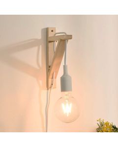 Applique murale en bois blanche, Fix, avec interrupteur