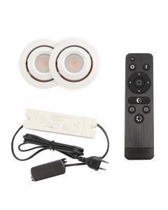 2 spots veranda orientable Rona, IP44, avec kit de connexion et télécommande, blanc