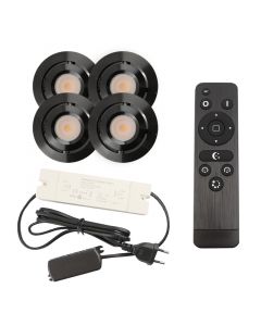4 spots veranda orientable Rona, IP44, avec kit de connexion et télécommande, noir