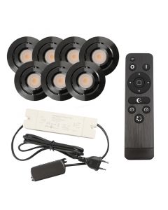 7 spots veranda orientable Rona, IP44, avec kit de connexion et télécommande, noir