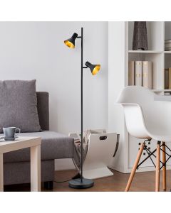 Lampadaire industriel noir, Verena, avec interrupteur