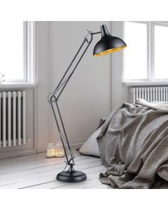 Lampadaire moderne noir, Benoit, avec interrupteur