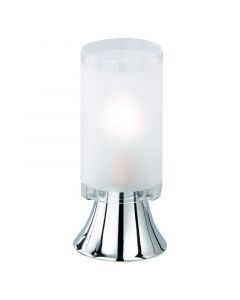 Lampe de table en verre chromée, Leanne, avec interrupteur