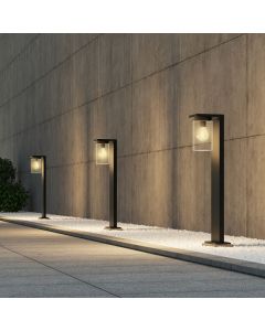 Lampadaire extérieur avec capteur crépusculaire moderne noir, Yves, IP44