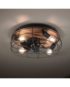 Ventilateur de plafond moderne noir, Roberto, avec télécommande