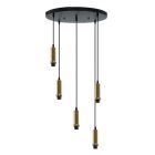 Suspension sans abat-jour dorée en aluminium, Rika